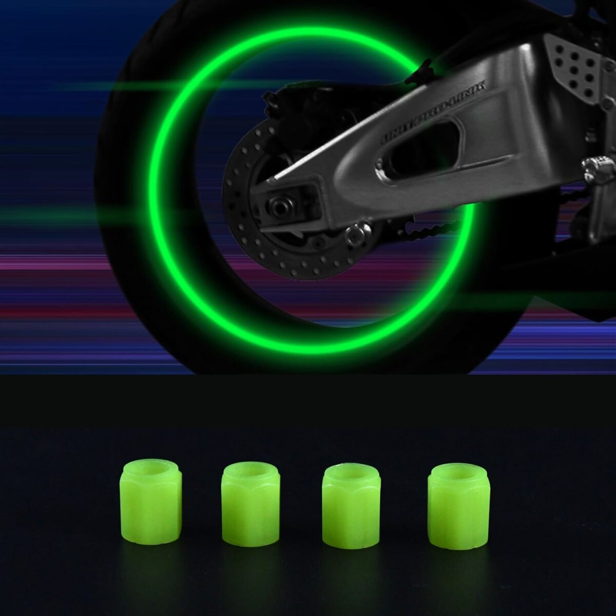 Tyre Valve Caps Luminous Glow Car Tire Valve Cap Covers vaal cap (4 Pcs Set) - Image 1
