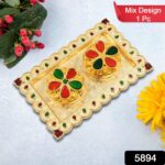 Tray Shape Special Puja Thali (1 Pc / Mix Design) - Image 2