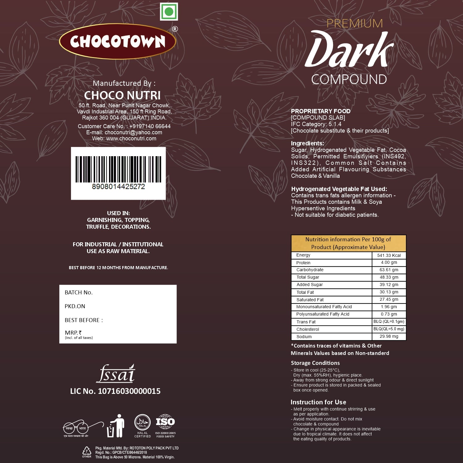 DarkCompound_1500x1500_2812cb3d-3409-4900-854b-c95d1fadc0db.jpg Dark Compound 500gm | Chocotown Dark Choco Slab - Image 4