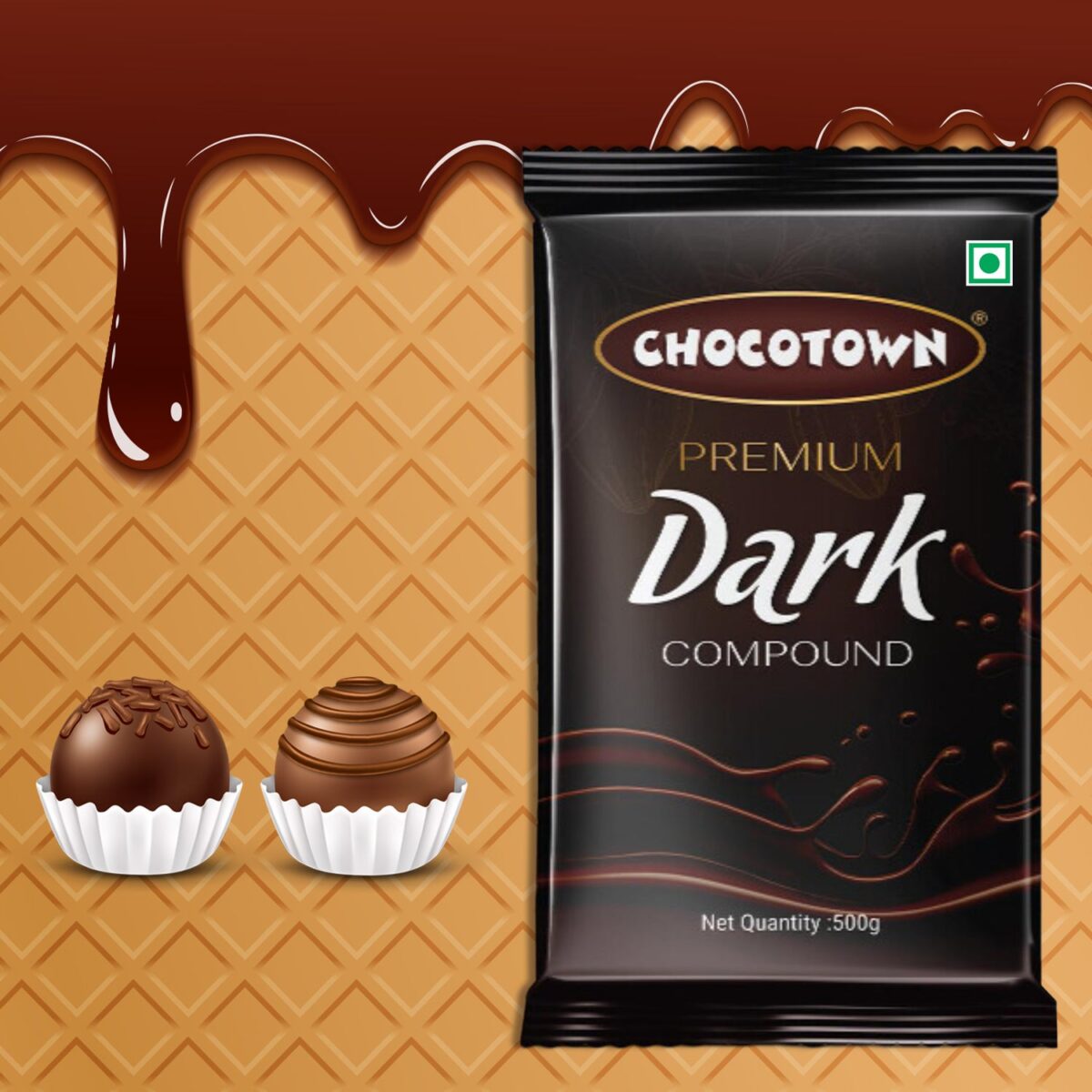 Dark Compound 500gm | Chocotown Dark Choco Slab - Image 2