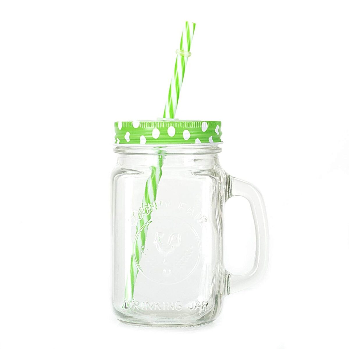 Drinking Cup / Glass / Mug Mason Jar with Handle & Straw - Image 5