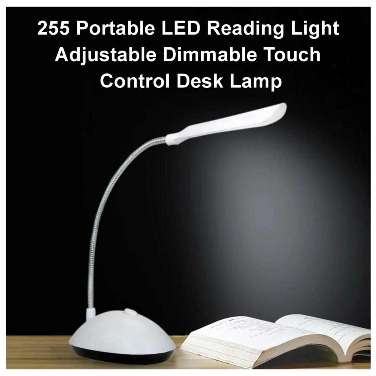 Portable LED Reading Light Adjustable Dimmable Touch Control Desk Lamp - Image 3