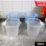 Plastic Transparent Bathroom Water Mug (4 pc / Mix colour / 1000 ML) - Image 2
