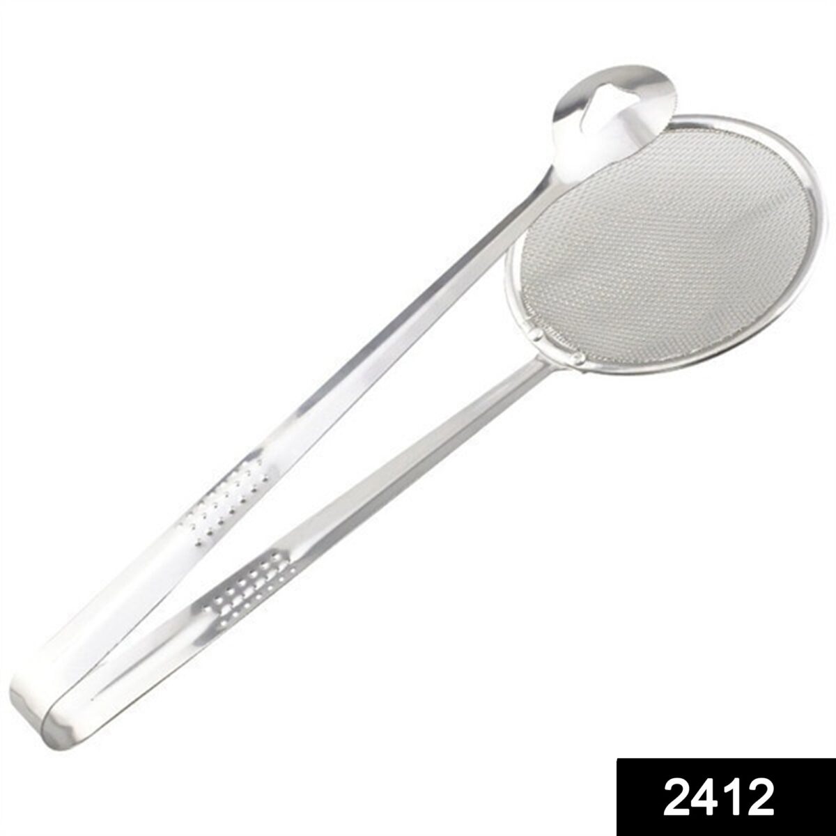 2In1 Stainless Steel Filter Spoon with Clip Food Kitchen Oil-Frying Multi-Functional - Image 2