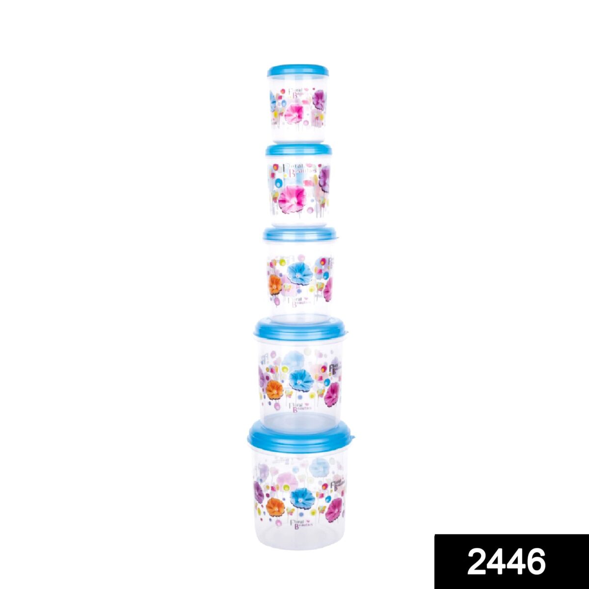 Plastic Transparent Container Air Tight Dabba Set (3000ml, 2000ml, 1000ml, 750ml, 500ml) - Image 2