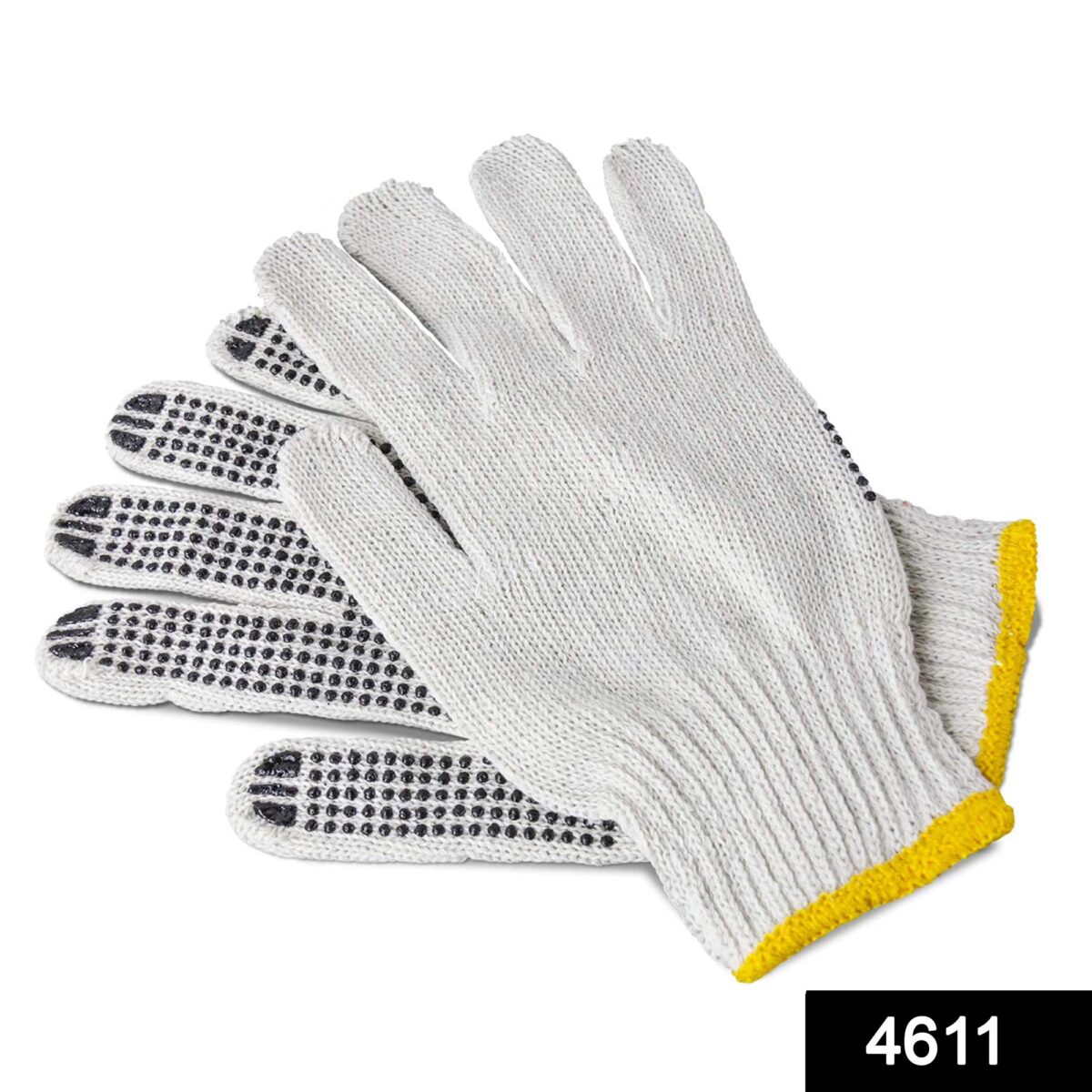 Unisex Knitted / Sewing Cotton Plain Hand Gloves Raw White - Image 2