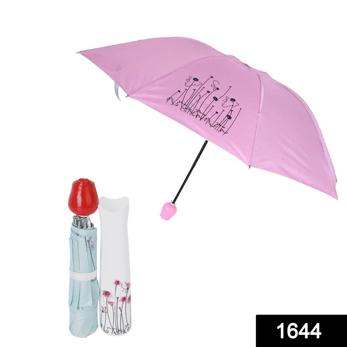 Rose umbrella Lightweight Waterproof UV Protection Mini Folding Creative Rose Flower Case - Image 2
