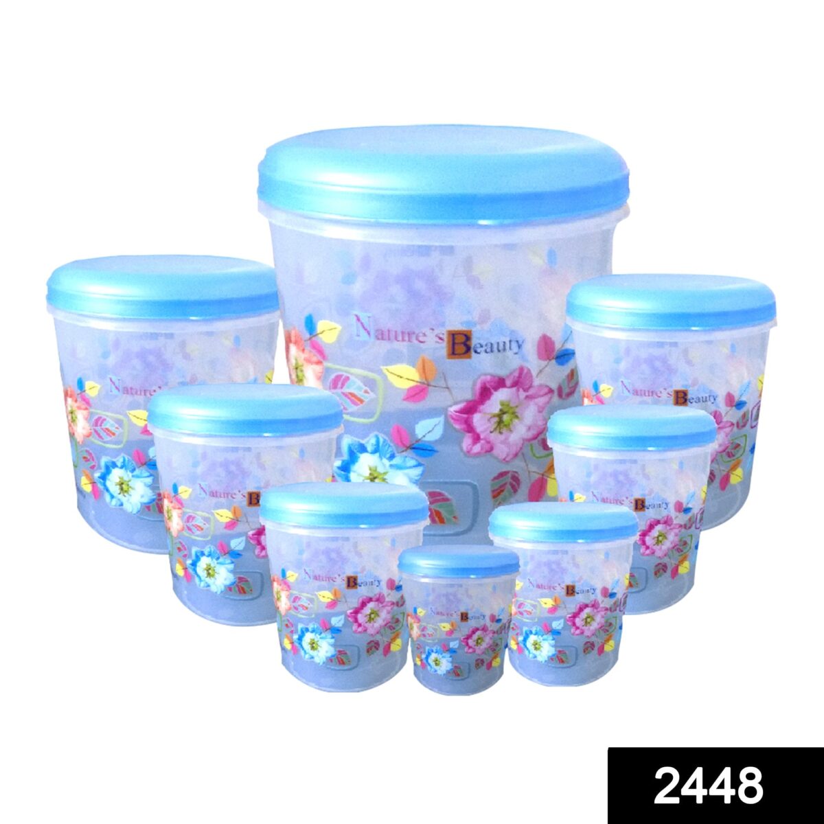 Air Tight Plastic Transparent Container Set (10000ml, 7000ml, 5000ml, 3000ml, 2000ml, 1000ml, 750ml, 500ml) - Image 2