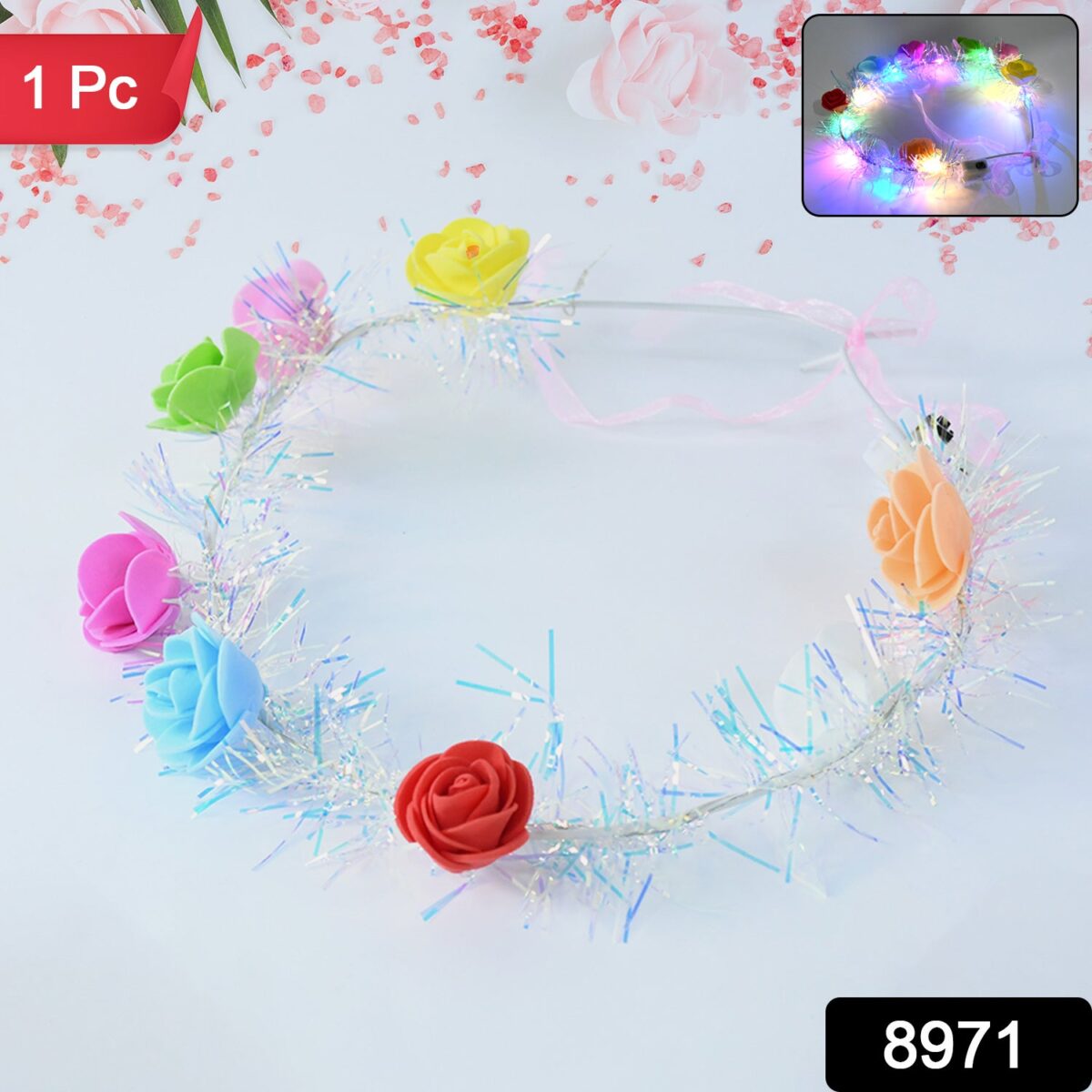 LED Flower Crown Headband Ã¢â‚¬â€œ Multicolor Light-Up (1 Pc), Hair accessories - Image 2