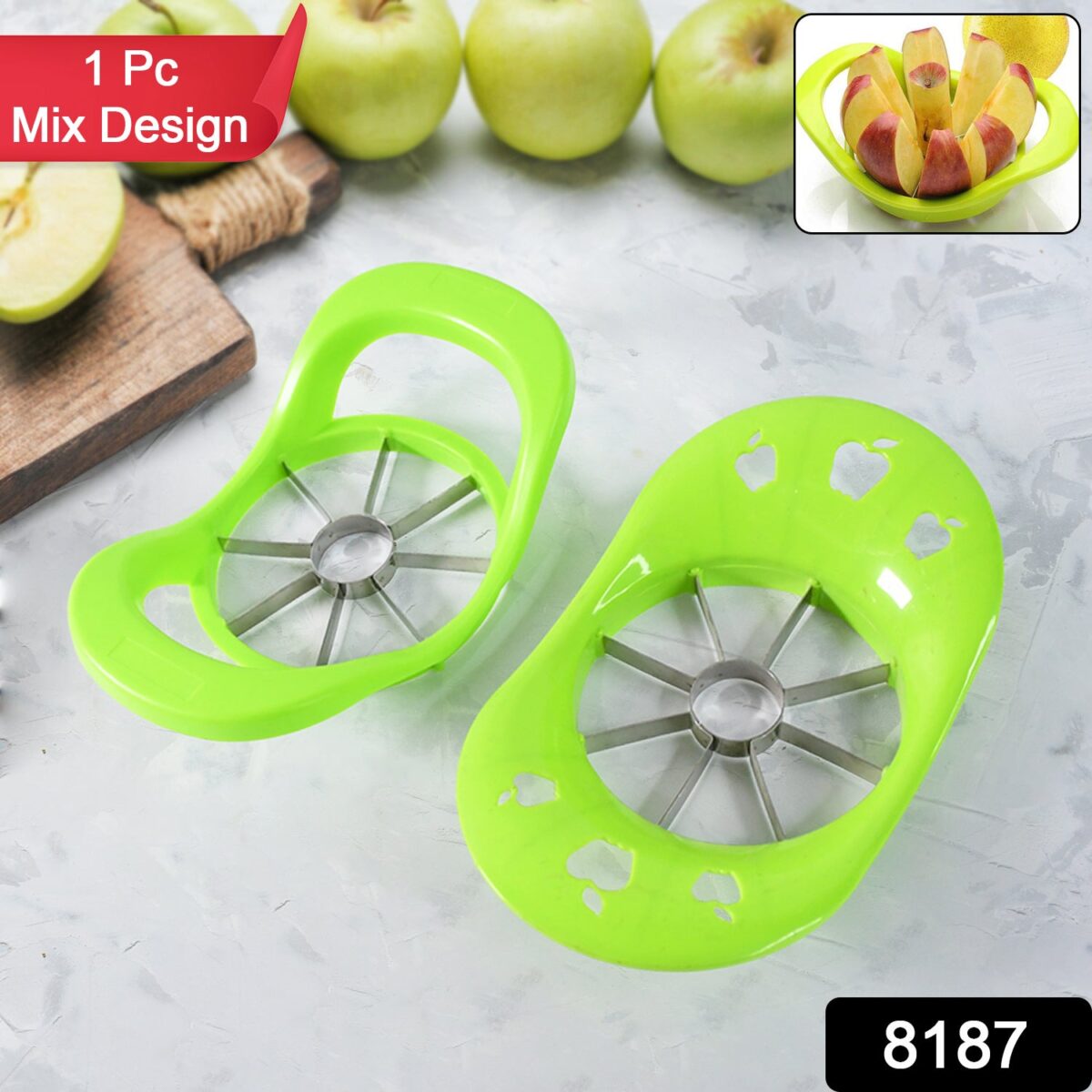 Multi Purpose Fruit Slicer Apple Cutter Regular With 8 Stainless Steel Blades Apple Slicer (1 Pc) - Image 2