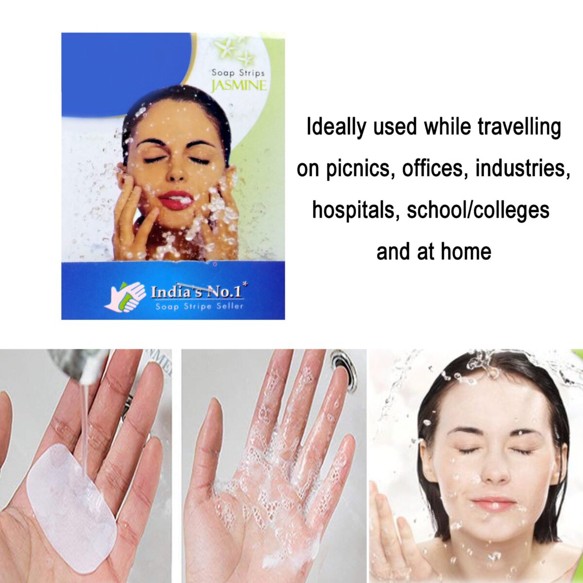 Fresh Paper Soap Strips Traveling Hand Wash with Jasmine Fragrance (100pc) - Image 8
