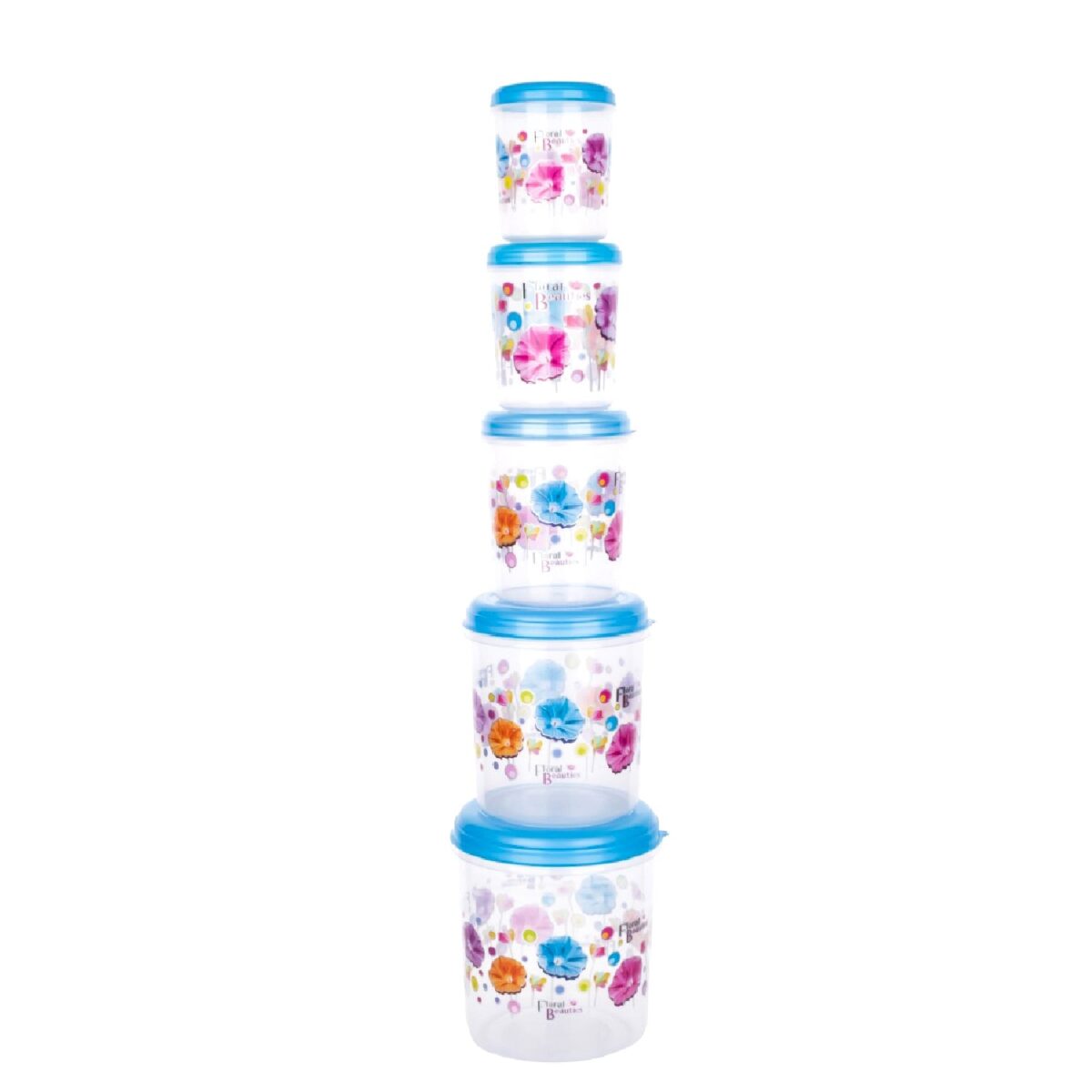 Plastic Transparent Container Air Tight Dabba Set (3000ml, 2000ml, 1000ml, 750ml, 500ml) - Image 1