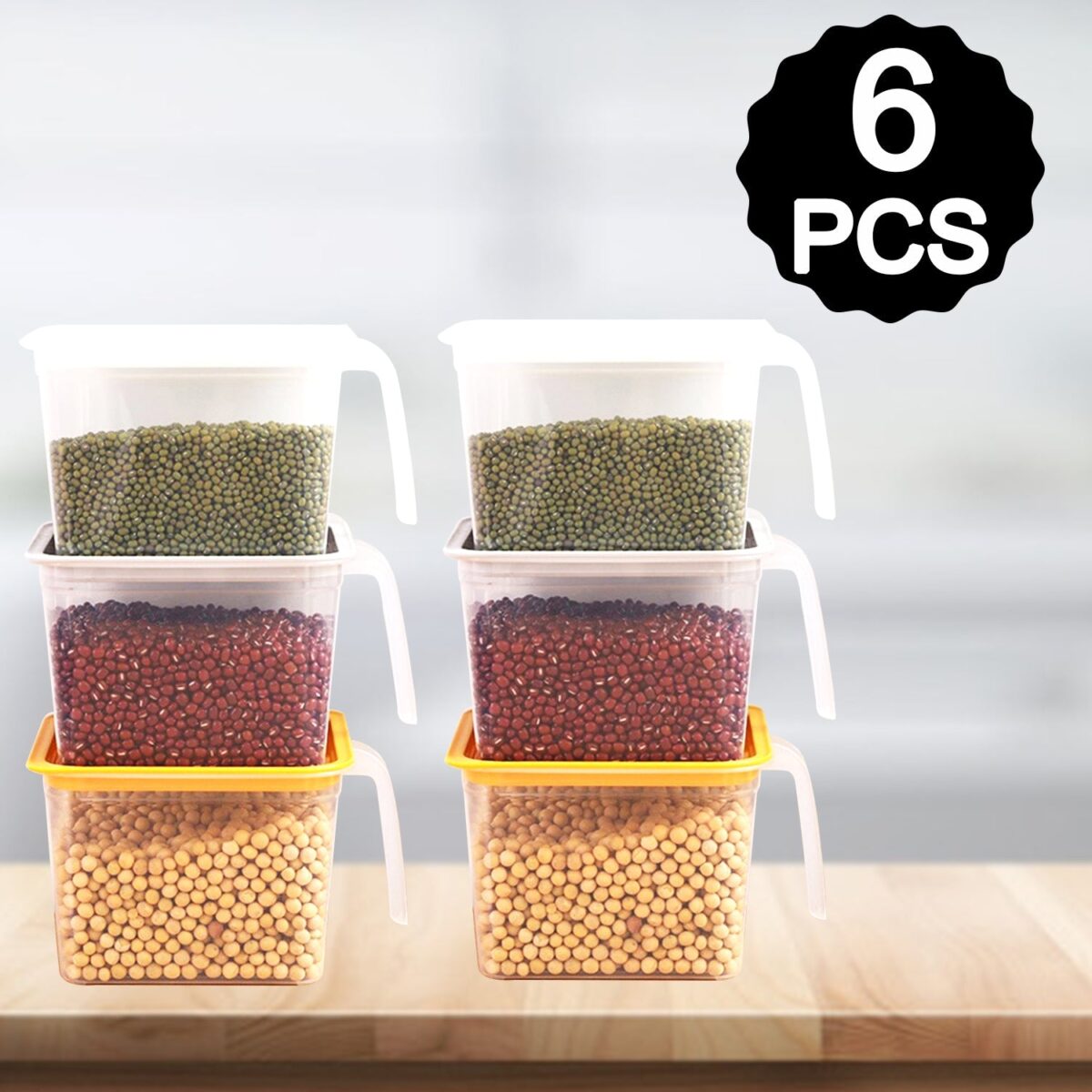 Air Tight Unbreakable Big Size 1100 ml Square Shape Kitchen Storage Container (Set of 6) - Image 3