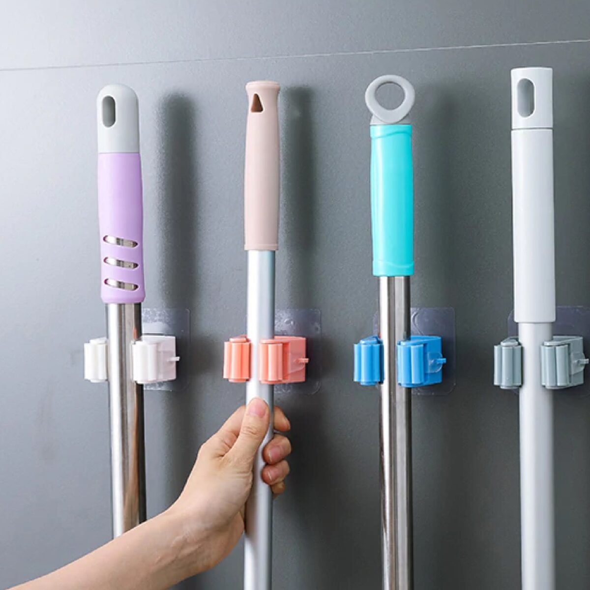 Magic Sticker Series Self Adhesive Mop and Broom Holder - Image 1