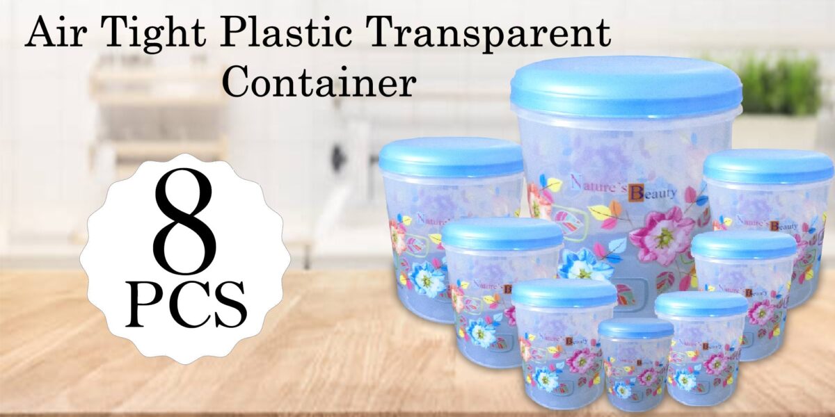 Air Tight Plastic Transparent Container Set (10000ml, 7000ml, 5000ml, 3000ml, 2000ml, 1000ml, 750ml, 500ml) - Image 3