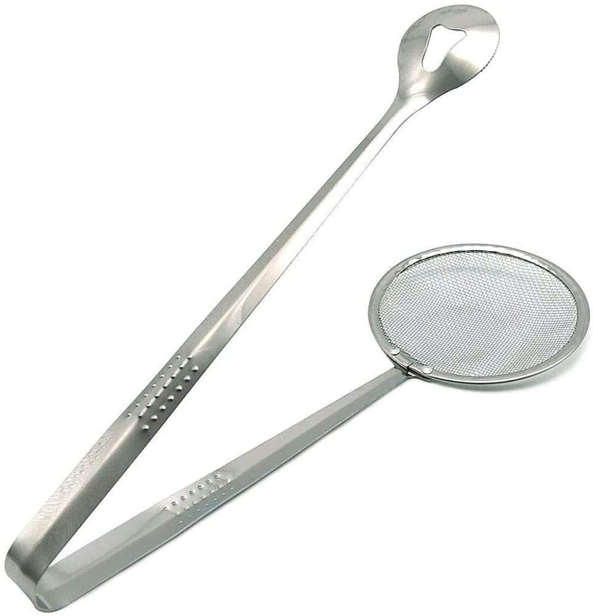 2In1 Stainless Steel Filter Spoon with Clip Food Kitchen Oil-Frying Multi-Functional - Image 1