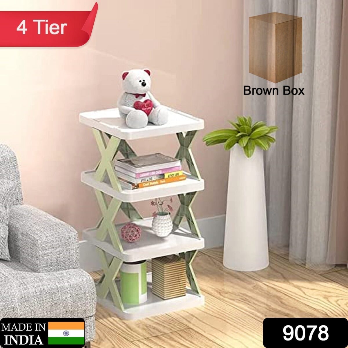 4 LAYER SHOES STAND, SHOE TOWER RACK SUIT FOR SMALL SPACES, CLOSET, SMALL ENTRYWAY, EASY ASSEMBLY AND STABLE IN STRUCTURE, CORNER STORAGE CABINET FOR SAVING SPACE - Image 2