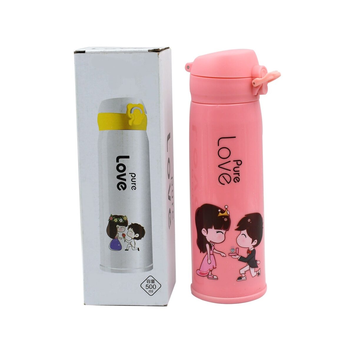 Pure Love outdoor sport water bottle 500ml leak proof BPA-free for travel cold and hot water glass water bottle with daily water intake for gym and children, Fridge, for Home, Office, School (MOQ :- 80 Pc) - Image 6