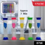 Plastic Hourglass Sand Timer Set – 3-Min Sand Clock for Kitchen, Office, School & Kids (5 Pc) - Image 2