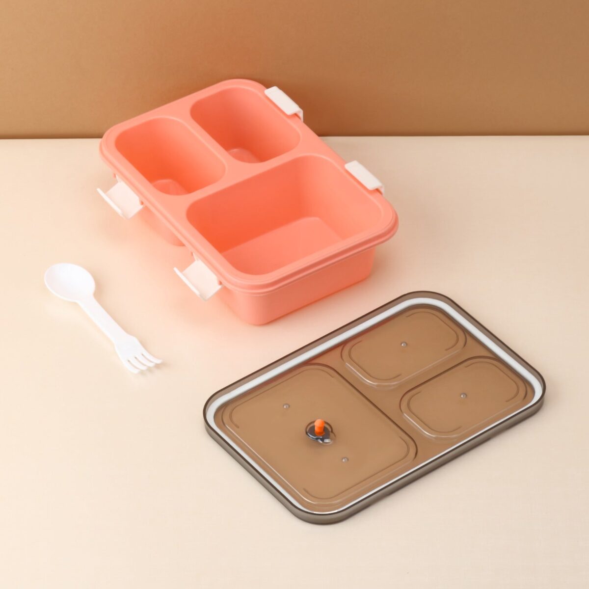 Plastic Lunch Box for Kids, Lunch Box for Kids 3 Compartment Insulated Lunch Box Tiffin Box for Boys, Girls, School & Office Men (3 Compartment Lunch Box) - Image 4