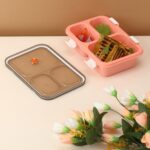 Plastic Lunch Box for Kids, Lunch Box for Kids 3 Compartment Insulated Lunch Box Tiffin Box for Boys, Girls, School & Office Men (3 Compartment Lunch Box) - Image 3