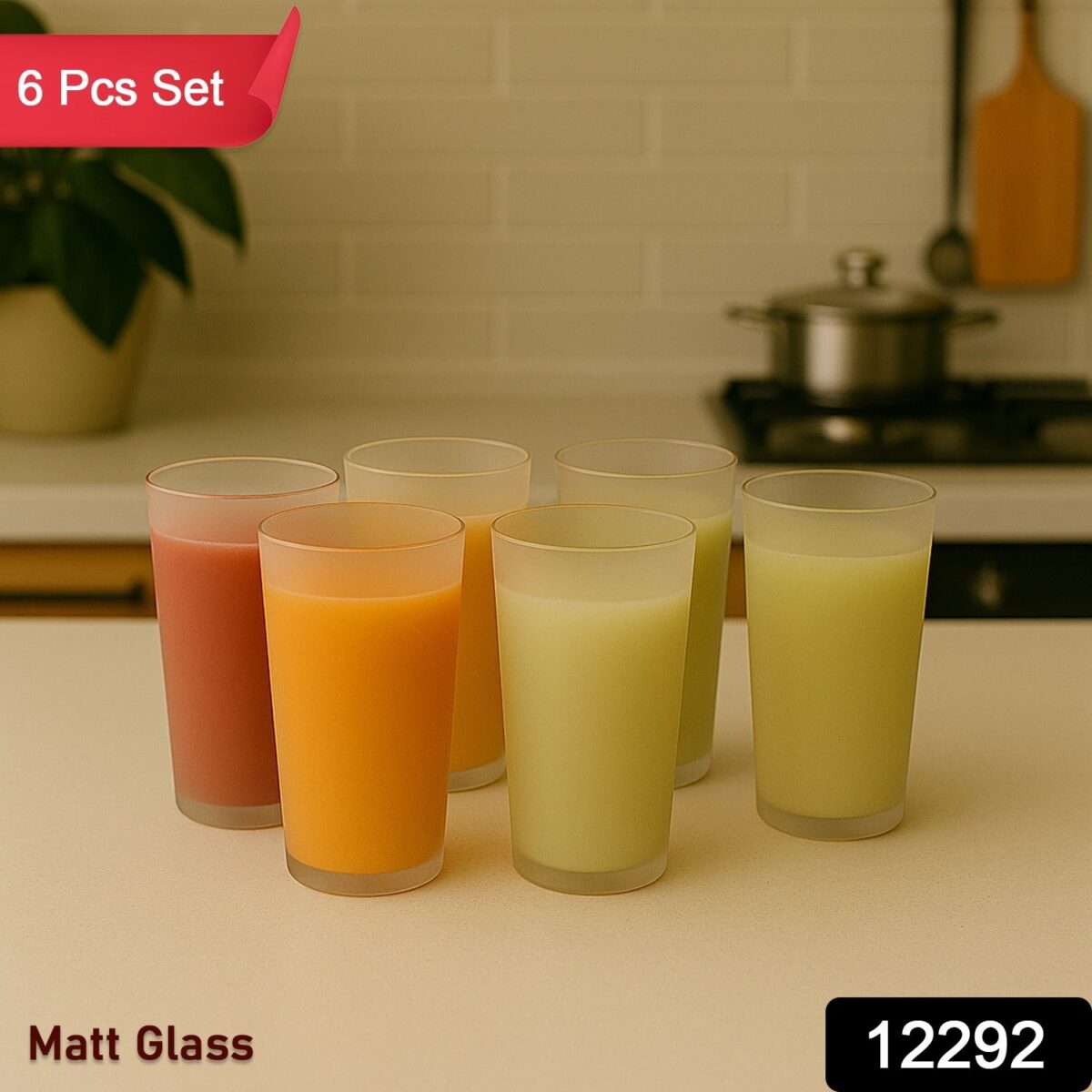 Matt Finish Glass Tumbler Set (approx 300ML & 6 Pc) - Image 2