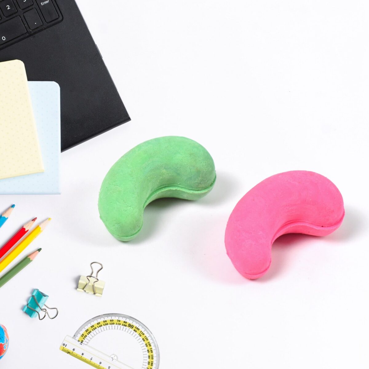 Cashew Nut Eraser Rubber Erasers (1 Pc / Mix Colour & Design) - Image 3