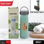 Creative Wheat Glass Water Bottle with Phone Holder (380ml, 80 Pc MOQ) - Image 2