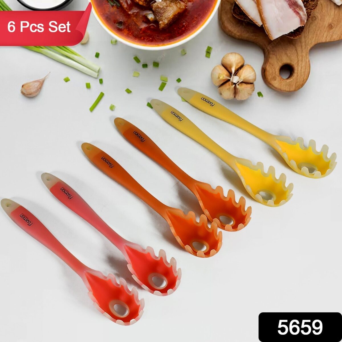Silicone Kitchen Utensil Set - 6-Piece Heat-Resistant Non-Stick Cooking Spoons - Image 3