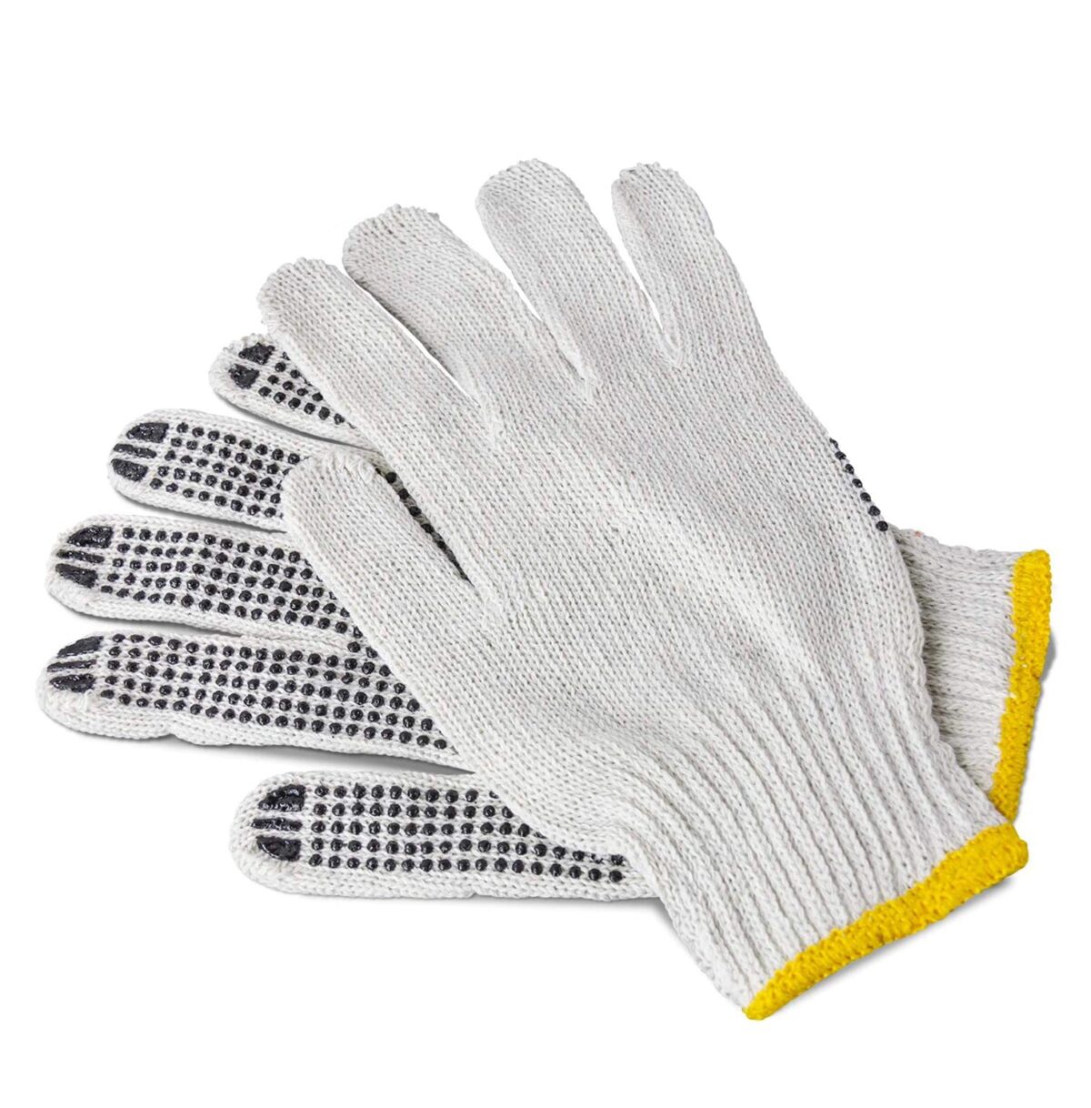 Unisex Knitted / Sewing Cotton Plain Hand Gloves Raw White - Image 1