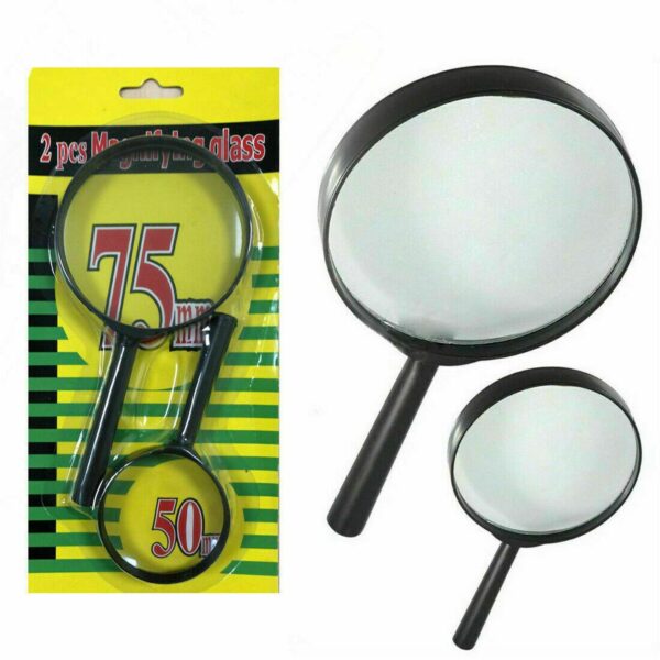 Magnifying Glass Lens â€“ Dual-Sided Glass Magnifier for Reading & Eye Protection (75mm & 50mm, 2 Pc Set)