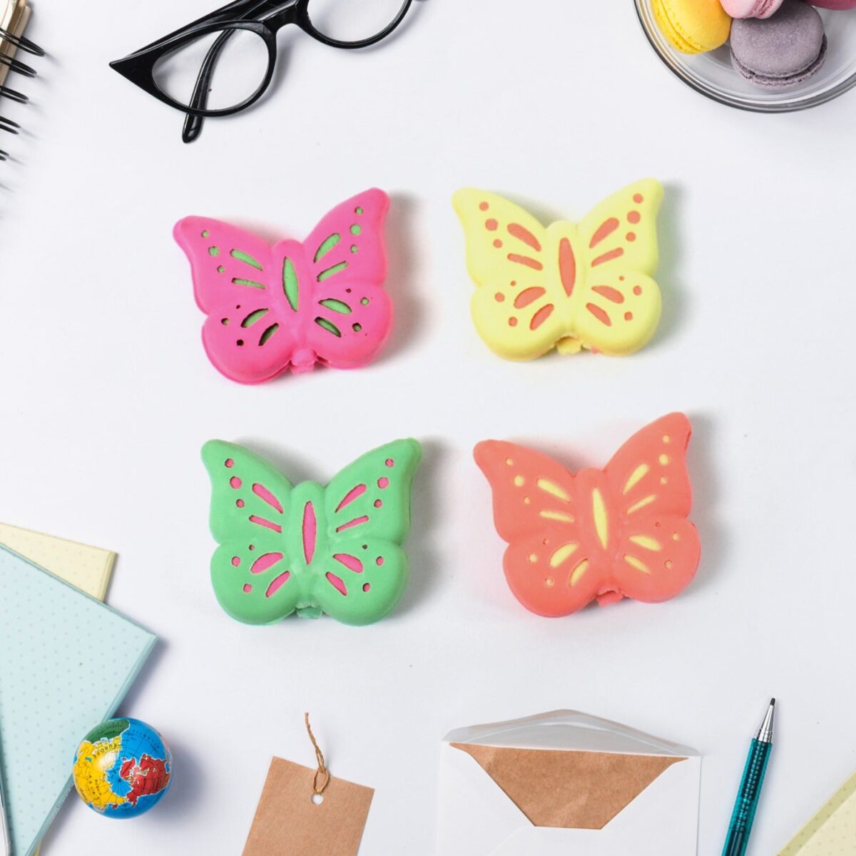 Butterfly Shape Eraser Rubber (1 Pc / Mix Colour & Design) - Image 1