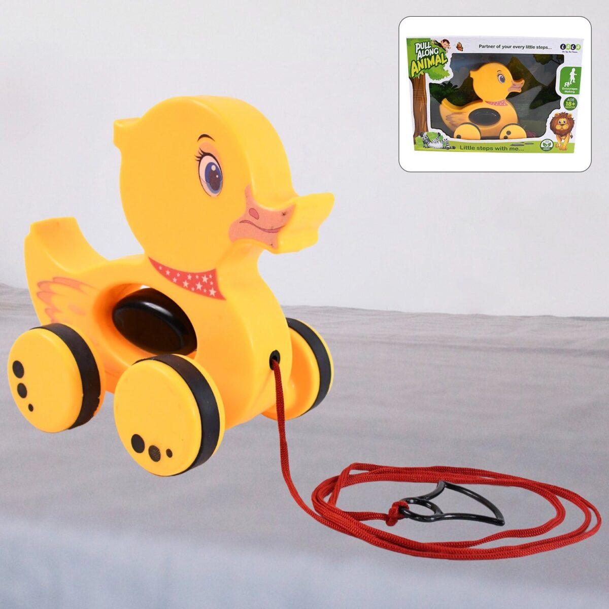 Pull Along Toy with Attractive Design, Developmental Toy for 1-Year-Old Girl Boy (Duck) - Image 1