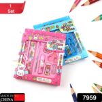 10-Pc Stationery Set for School, Office & Gifts with Pencil, Pen, Scissors - Image 2