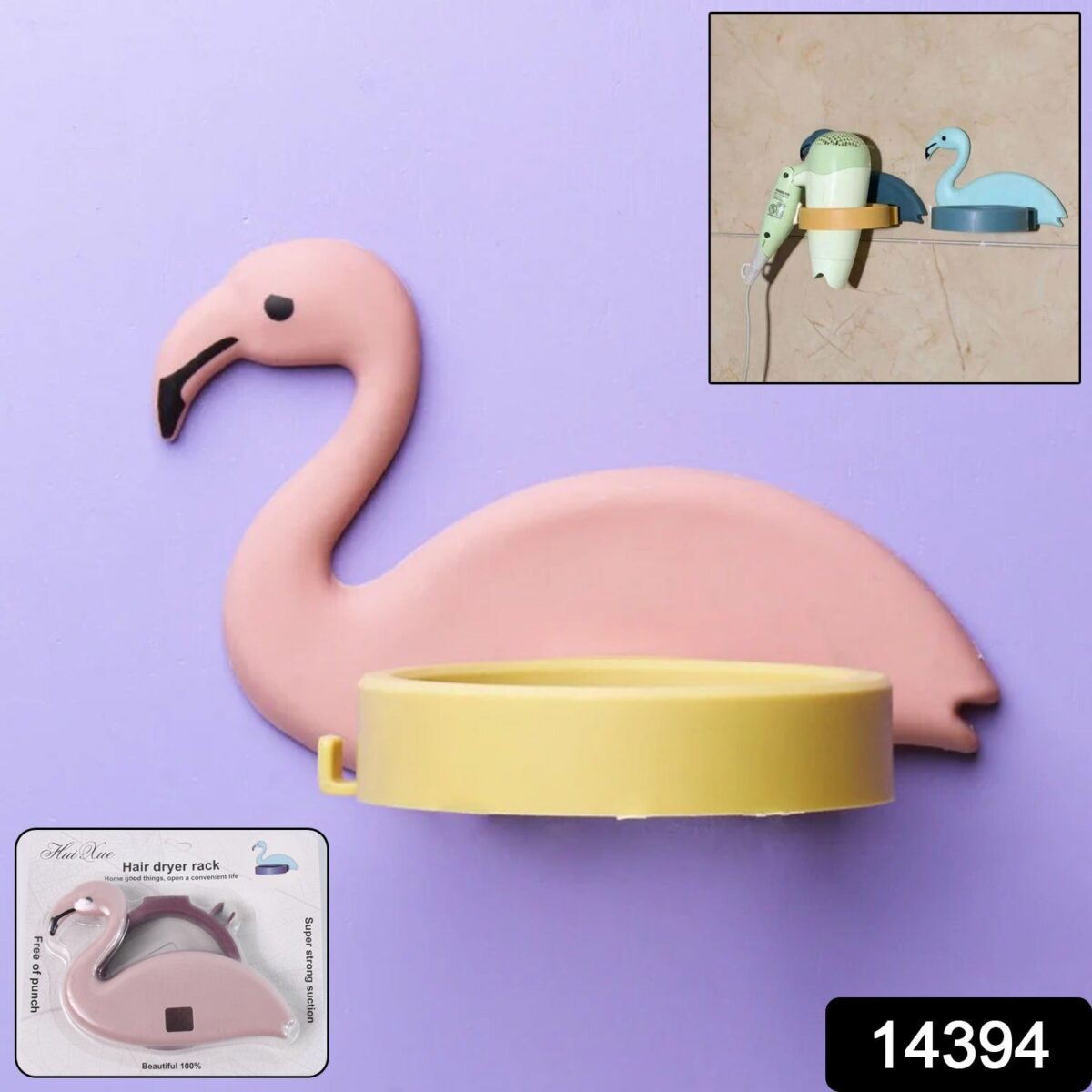 Hair Dryer Wall Mount Holder, Organiser Stand with Hooks for Bathroom Storage - Image 2