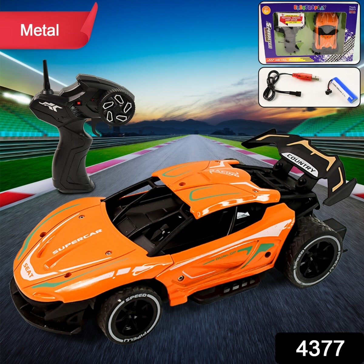 Electroplay Metal Body High-Speed RC Supercar with Remote Control Racing Car - Image 2
