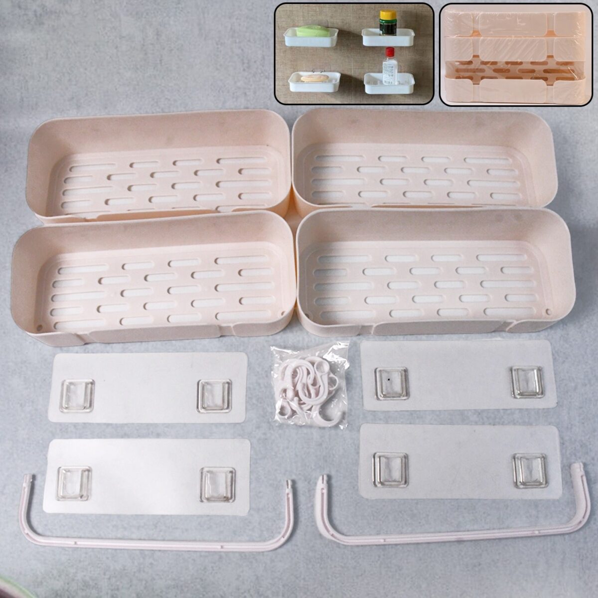 Multipurpose Kitchen Bathroom Wall Corner Shelf Rack (4 Pcs Set) - Image 1