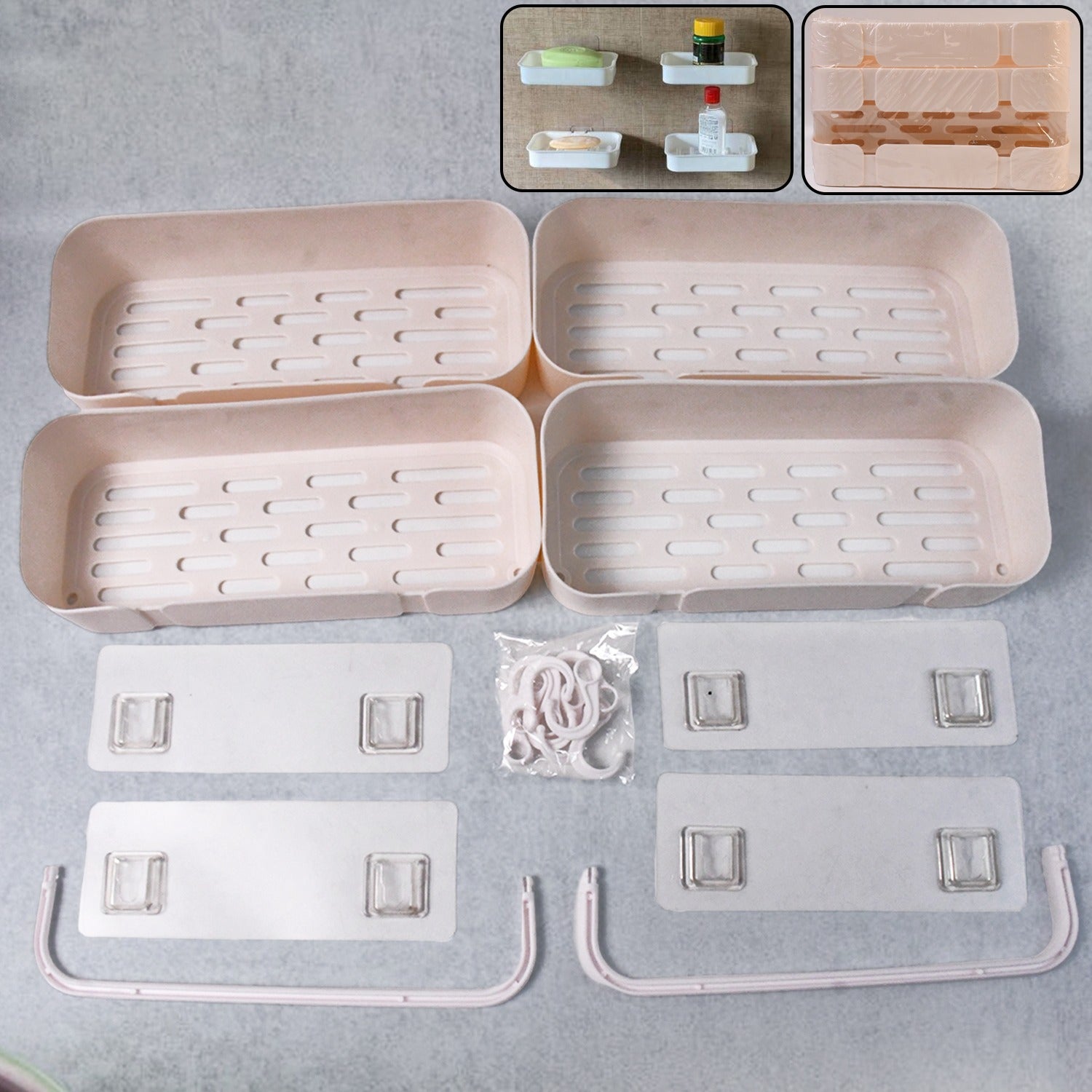 be497c40-b740-4930-b926-3190a06dafbc.jpg Multipurpose Kitchen Bathroom Wall Corner Shelf Rack (4 Pcs Set) - Image 1