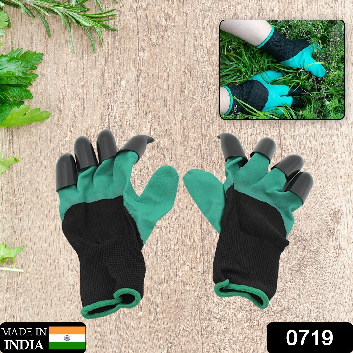 ccee9b2c-c039-4c28-a8db-5f2c29602ed5.jpg Heavy Duty Garden Gloves with Claws (Washable): 1 Pair (Mix Color) - Image 2