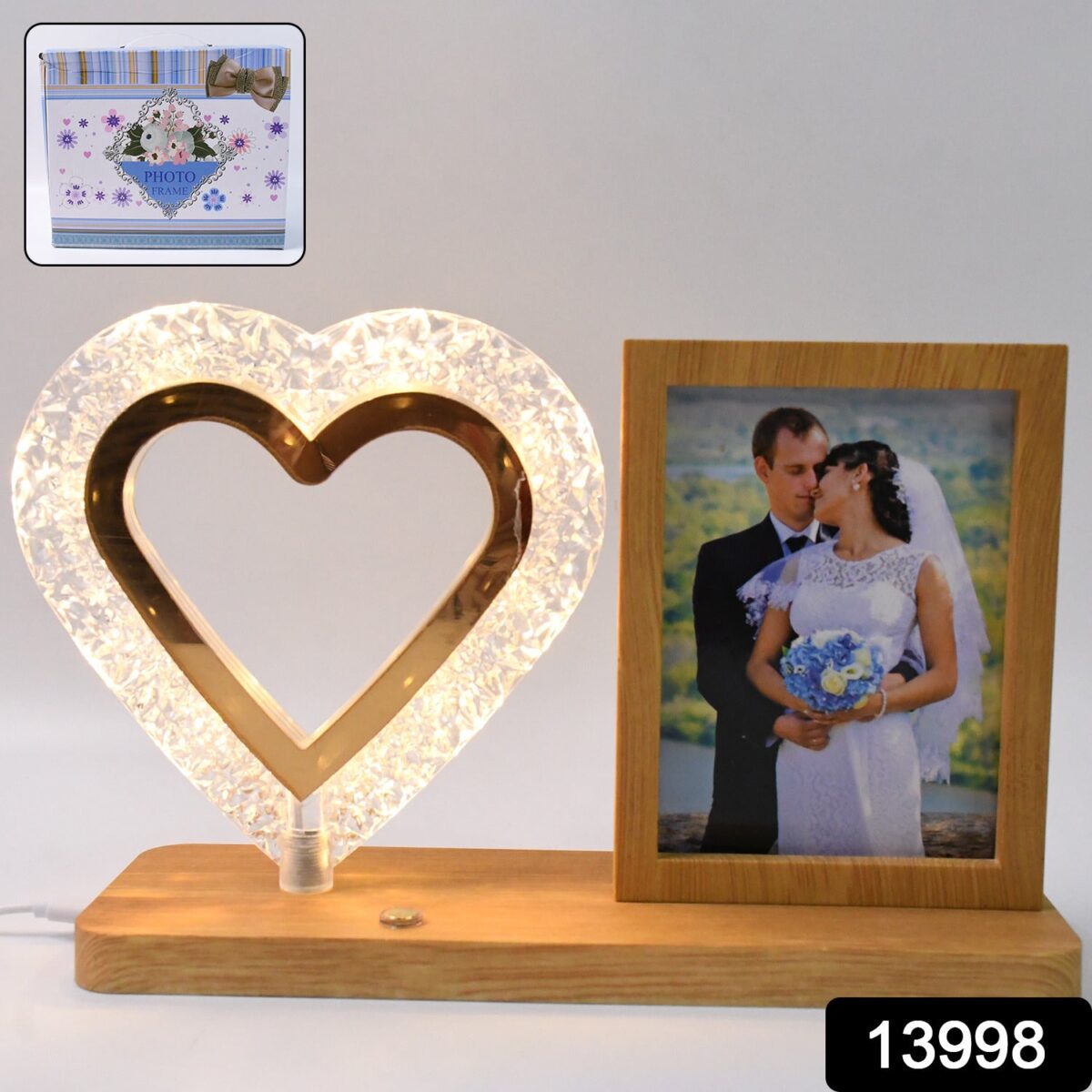 Heart Shape Cystal Led Lamp & Photo Frame Night Lamp | Wedding Gift | love couple - Image 2