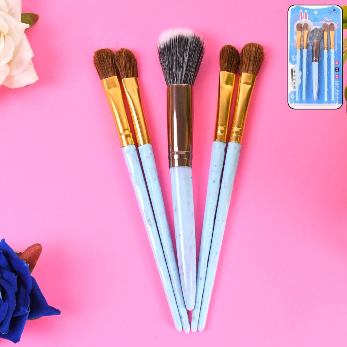 5pc Makeup Brush tools kit (5 Pcs Set / Mix Color) - Image 7