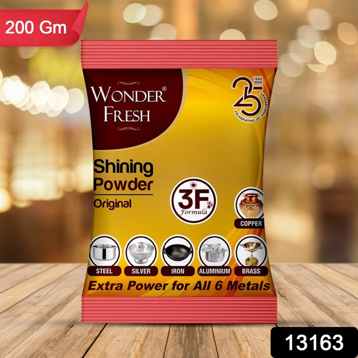 Shining Powder, Cleans and Polishes Copper, Brass, Silver, Aluminum, Iron, and Steel, Removes Tarnish and Oxidation (200 GM) - Image 2