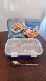 3 Compartment Transparent Stainless Steel Lunch Box for Kids, Tiffin Box, Lunch Box, Lunch Box for Kids, Insulated Lunch Box, Lunch Box for Office Women and Men, Stainless Steel Tiffin Box for Boys, Girls, School Office (Multi Color) - Image 7