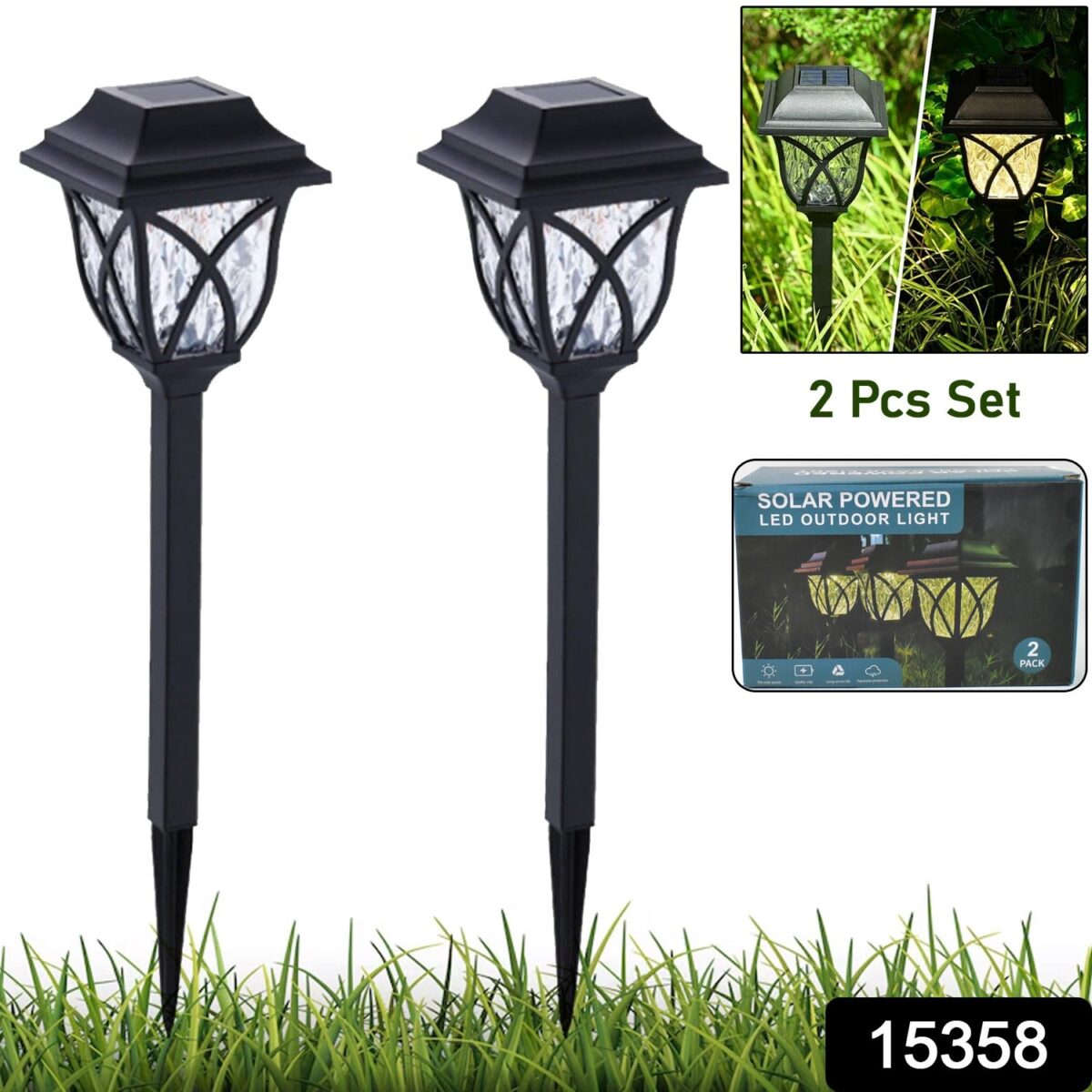 Solar Pathway Lights Outdoor Garden Lights (2 Pcs Set) - Image 2
