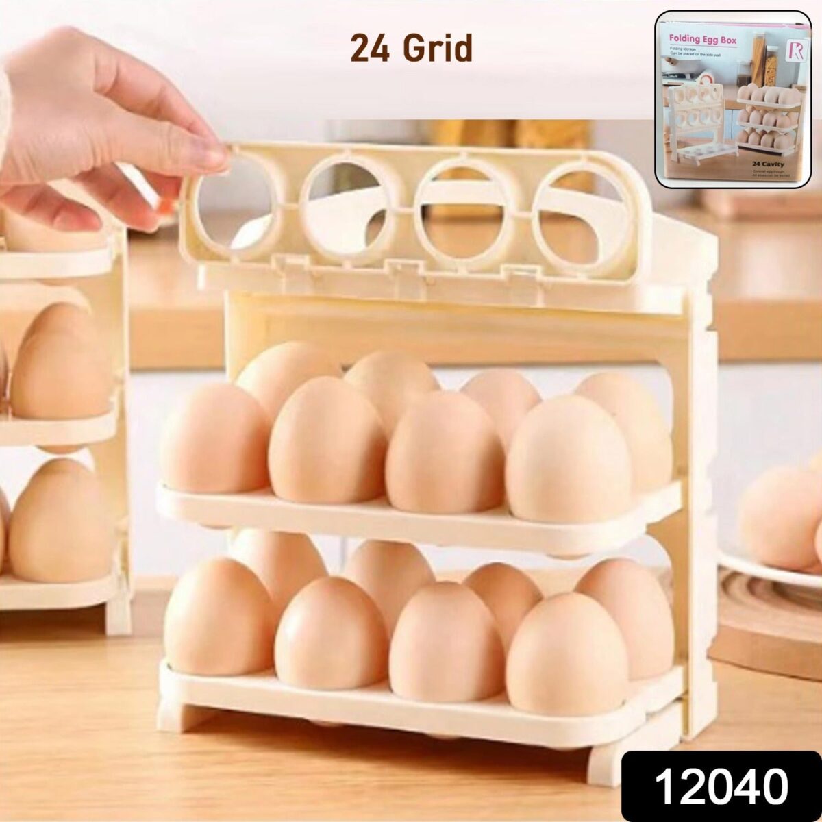 Plastic Foldable Egg Tray | 24 Grid Egg Storage Box (1 Pc) - Image 2