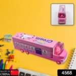 Double Decker Magic Truck Compass Multi Level Metal Truck Compass Pencil Case with Movable Wheels & Sharpener (Mix Design) - Image 2