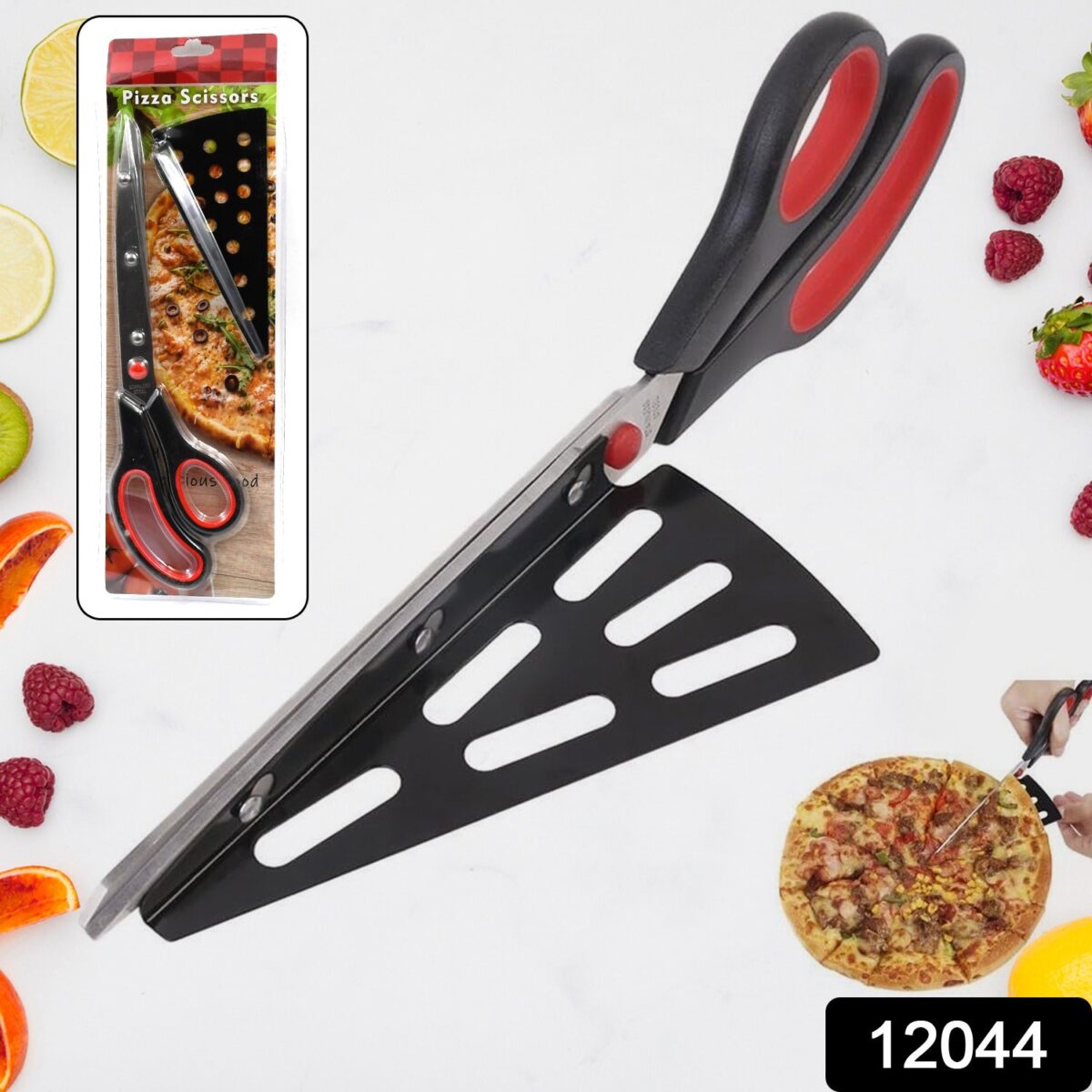 Stainless Steel Pizza Cutter Scissors Plastic Handle with Removable Spatula - Image 2