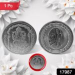Ganesh Ji, Silver color Coin for Gift & Pooja | Silver Coin | Silver Coin / Diwali Gift (1 Pc / (Metal is not silver) - Image 2