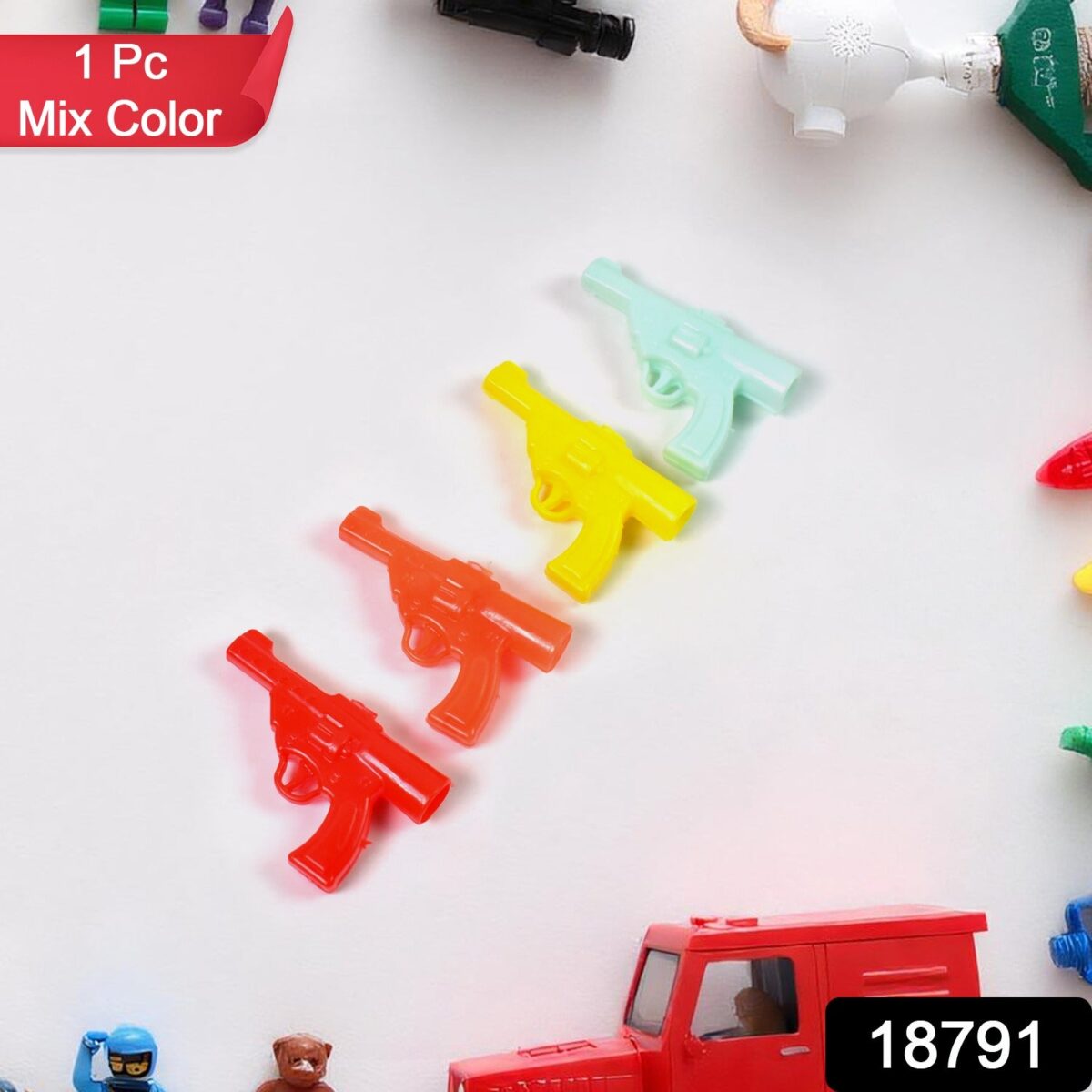 Gun Shape Pencil Top For Kids Office, Small Gun Toy (1 Pc / Mix Colour & Design) - Image 2
