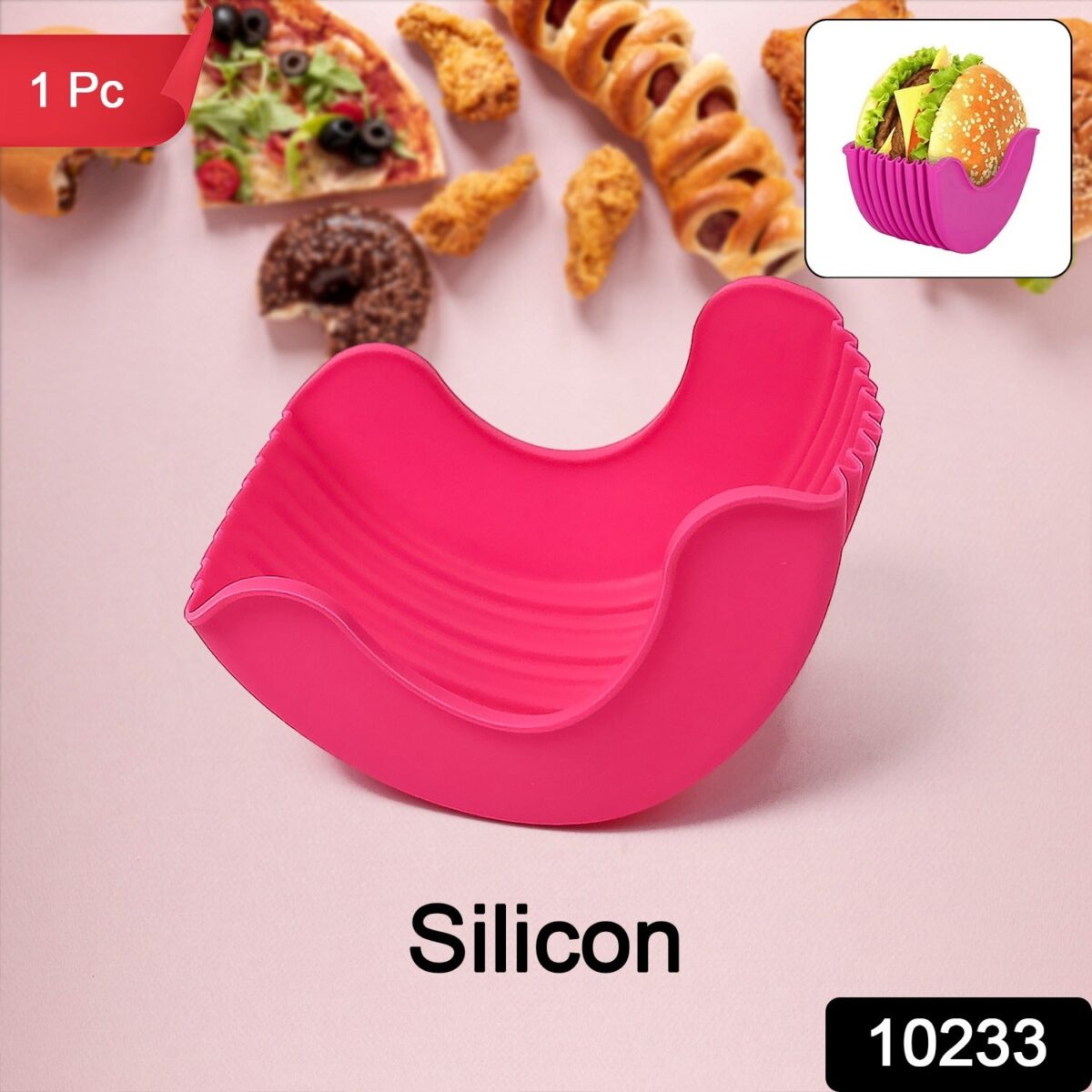 Silicone Burger Holder Snack Holder Reusable Burger Holder - Image 2